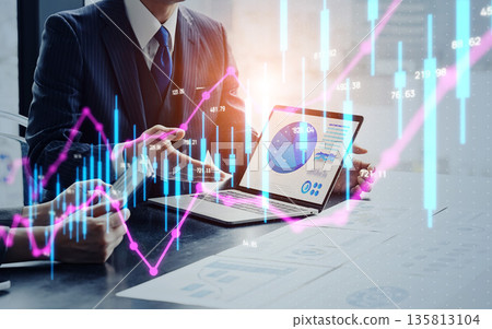 Group of business people meeting and financial technology concept 135813104