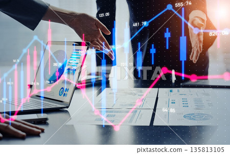 Group of business people meeting and financial technology concept 135813105