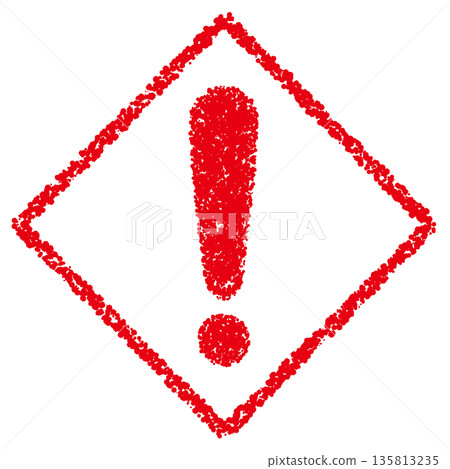 Crayon material hand-drawn warning mark Crayon material hand-drawn warning mark 135813235