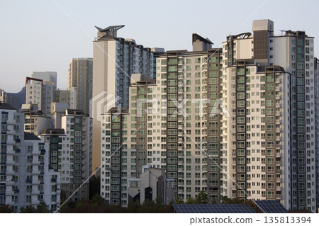 This is a view of an apartment in Korea. This is a view of an apartment in Korea. 135813394
