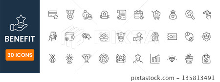 benefit icon set, employee benefits icons, compensation symbols, workplace perks, salary bonus icons, HR benefits, business benefits vector benefit icon set, employee benefits icons, compensation symbols, workplace perks, salary bonus icons, HR benefits, business benefits vector 135813491