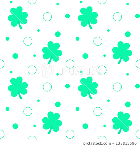 Simple green Shamrock clover leaf pattern for lucky Saint Patricks Day background 135813596