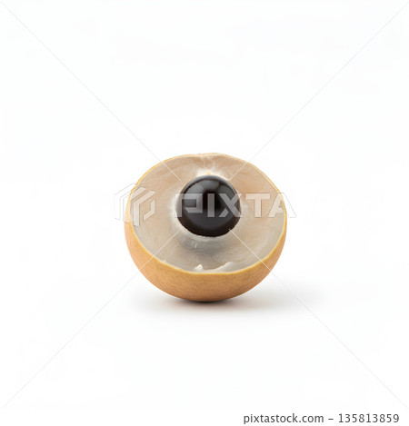 Longan fruit half with seed close up 135813859