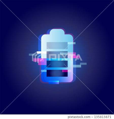 Battery Technology Glitch Background Futuristic Icon Battery Technology Glitch Background Futuristic Icon 135813871