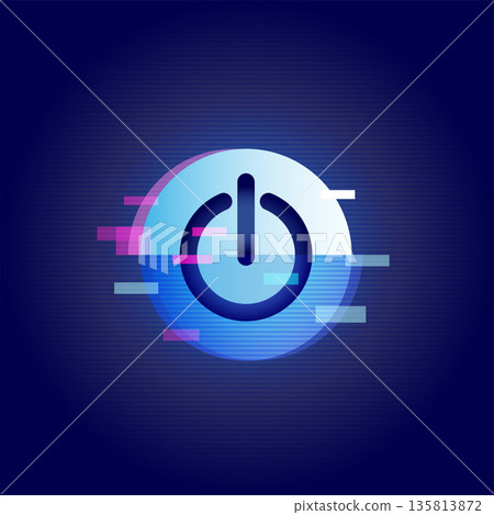 Power Button Glitch Technology Background Icon Power Button Glitch Technology Background Icon 135813872