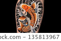 Vibrant koi fish tattoo art on human skin with intricate designs 135813967