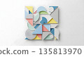 Modern abstract art piece with colorful geometric shapes 135813970