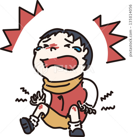 Illustration of a child falling, getting injured, and crying (Color) Illustration of a child falling, getting injured, and crying (Color) 135814056