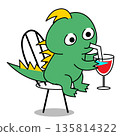 Chupacabra character illustration sitting on a chair and drinking wine 135814322