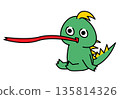 Cute character illustration of a chupacabra stretching its long tongue 135814326