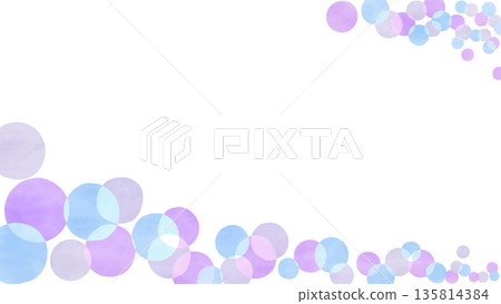 Watercolor-style blue polka dot frame background illustration 135814384