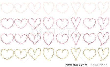 一套白色心形布料，飾以簡潔、可愛、活潑的縫線。 135814533