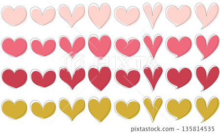 A simple, cute, pop design heart-shaped material set 135814535