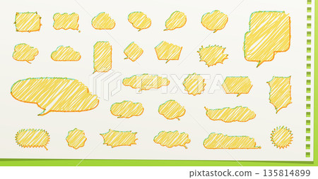 A set of various shapes of speech bubbles designed to look like they have been filled in with a marker pen A set of various shapes of speech bubbles designed to look like they have been filled in with a marker pen 135814899