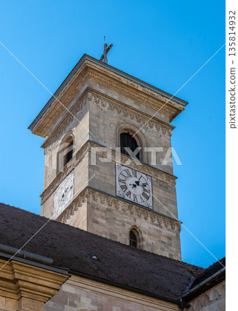 Detailed View of St Michael Cathedral Clock Tower in Alba Iulia 135814932