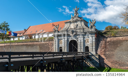 Ornate Baroque Third Gate of Alba Carolina Fortress Romania 135814964