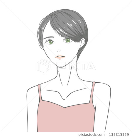 A woman wearing a camisole (black hair) 135815359
