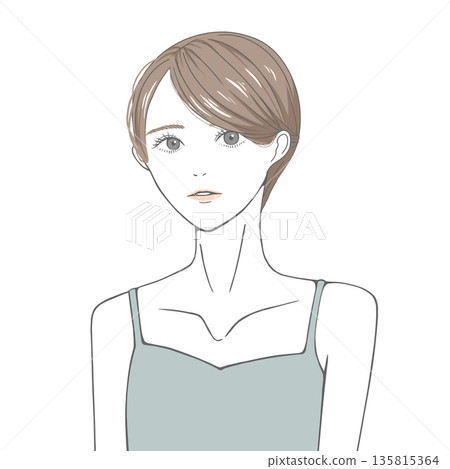 A woman wearing a camisole (brown hair) 135815364