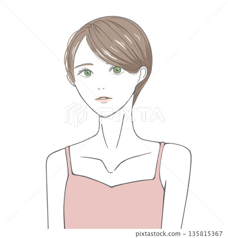 A woman wearing a camisole (brown hair) 135815367