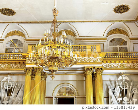 The luxurious interiors of the Armorial Hall in the Hermitage Museum in St. Petersburg, Russia. The luxurious interiors of the Armorial Hall in the Hermitage Museum in St. Petersburg, Russia. 135815439