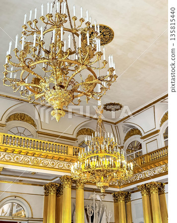 The luxurious interiors of the Armorial Hall in the Hermitage Museum in St. Petersburg, Russia. The luxurious interiors of the Armorial Hall in the Hermitage Museum in St. Petersburg, Russia. 135815440