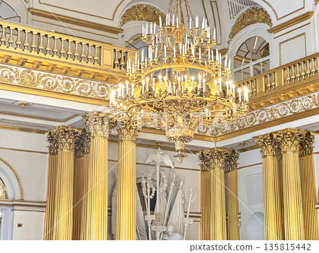 The luxurious interiors of the Armorial Hall in the Hermitage Museum in St. Petersburg, Russia. The luxurious interiors of the Armorial Hall in the Hermitage Museum in St. Petersburg, Russia. 135815442