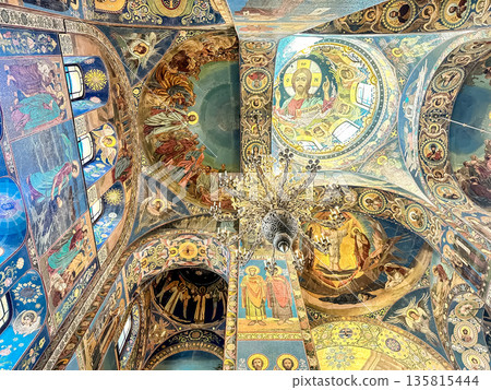 The luxurious interiors of the Church of the Savior on Spilled Blood, St. Petersburg, Russia 135815444