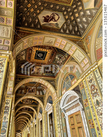 The luxurious interiors of the Raphael Loggia in the Hermitage Museum in St. Petersburg, Russia. 135815467