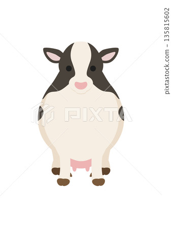 可愛的乳牛正面向量插圖 可愛的乳牛正面向量插圖 135815602