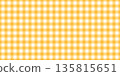 Yellow gingham fabric seamless pattern. Cute check plaid. Picnic kitchen tablecloth texture. Gingham square vintage texture. Vector illustration isolated on white background 135815651