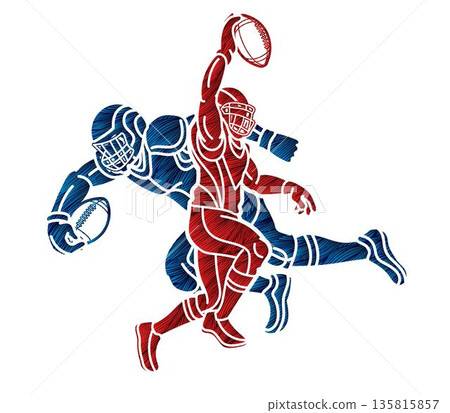American Football Sport Players Mix Action Cartoon Graphic Vector American Football Sport Players Mix Action Cartoon Graphic Vector 135815857