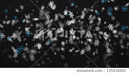 Image of snow flakes falling on black background Image of snow flakes falling on black background 135816005