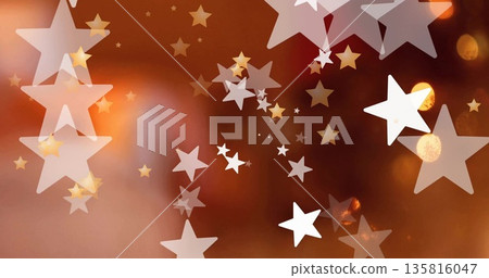 Image of stars floating over christmas tree Image of stars floating over christmas tree 135816047
