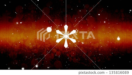 Image of snowflake over glowing spots on black background 135816089