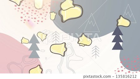 Image of bells falling over christmas decoration Image of bells falling over christmas decoration 135816212
