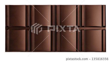 Dark chocolate bar isolated on white background 135816356