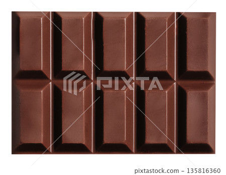 Dark chocolate bar texture isolated on white background 135816360