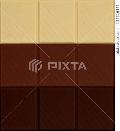Chocolate bar background with dark and white chocolate squares 135816371
