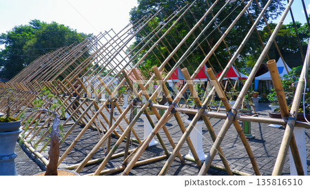 Diagonal View of Large Scale Bamboo Construction 135816510
