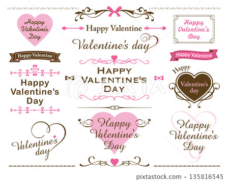 A graphic set featuring logos that can be used for Valentine's Day banners and advertising flyers 135816545