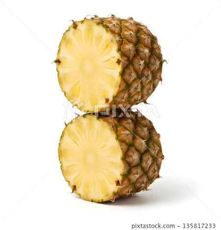 Pineapple Fruit Two Pineapple Halves Stacked 135817233