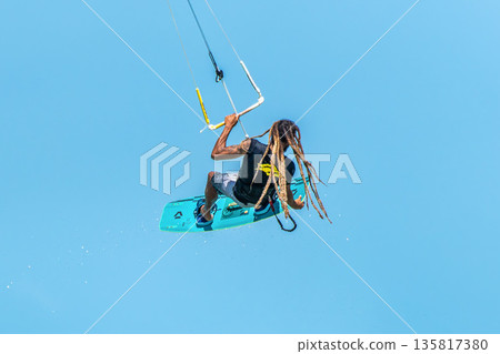 Barra Grande, Brazil - Jan 22, 2026: Kite surfing at Barra Grande beach on the coast of Piaui, northeastern Brazil. Barra Grande, Brazil - Jan 22, 2026: Kite surfing at Barra Grande beach on the coast of Piaui, northeastern Brazil. 135817380