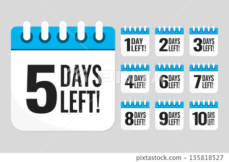 Countdown daily page calendar icon - 5 days left 135818527