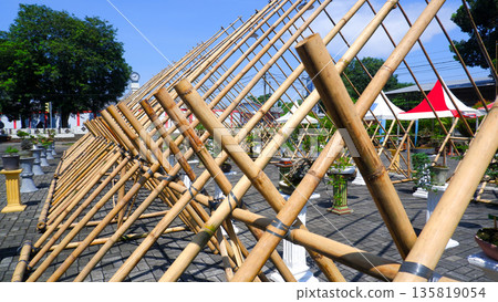 Detail of Cross Tied Bamboo Poles in Exhibition Structural Design Detail of Cross Tied Bamboo Poles in Exhibition Structural Design 135819054