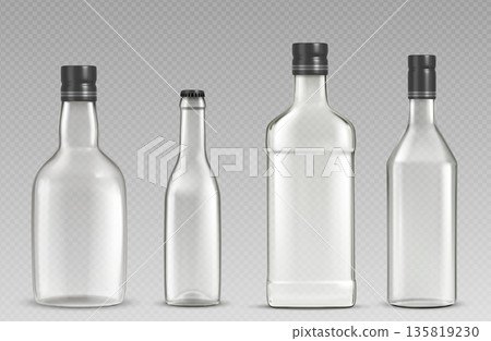 Alcohol drink bottles on transparent background Alcohol drink bottles on transparent background 135819230