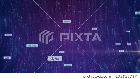 Floating white rectangular label featuring purple user icon and 94 in dark gradient visualization 135819787
