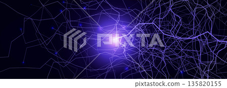 Thunder Storm Lightning Power Neon Effect Energy Line Background. Spark Flash Black Blue Charge. Realistic Shock Bolt Purple Glow Bright. Lightening Strike Storm Thunderbolt. Vector illustration 135820155