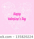 Valentines day concept banner with love icons in line style 135820224