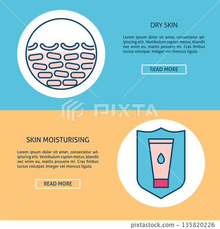 Dry skin care concept flyer templates in line style Dry skin care concept flyer templates in line style 135820226