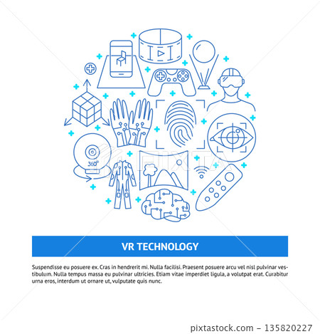 Virtual reality concept banner in line style Virtual reality concept banner in line style 135820227